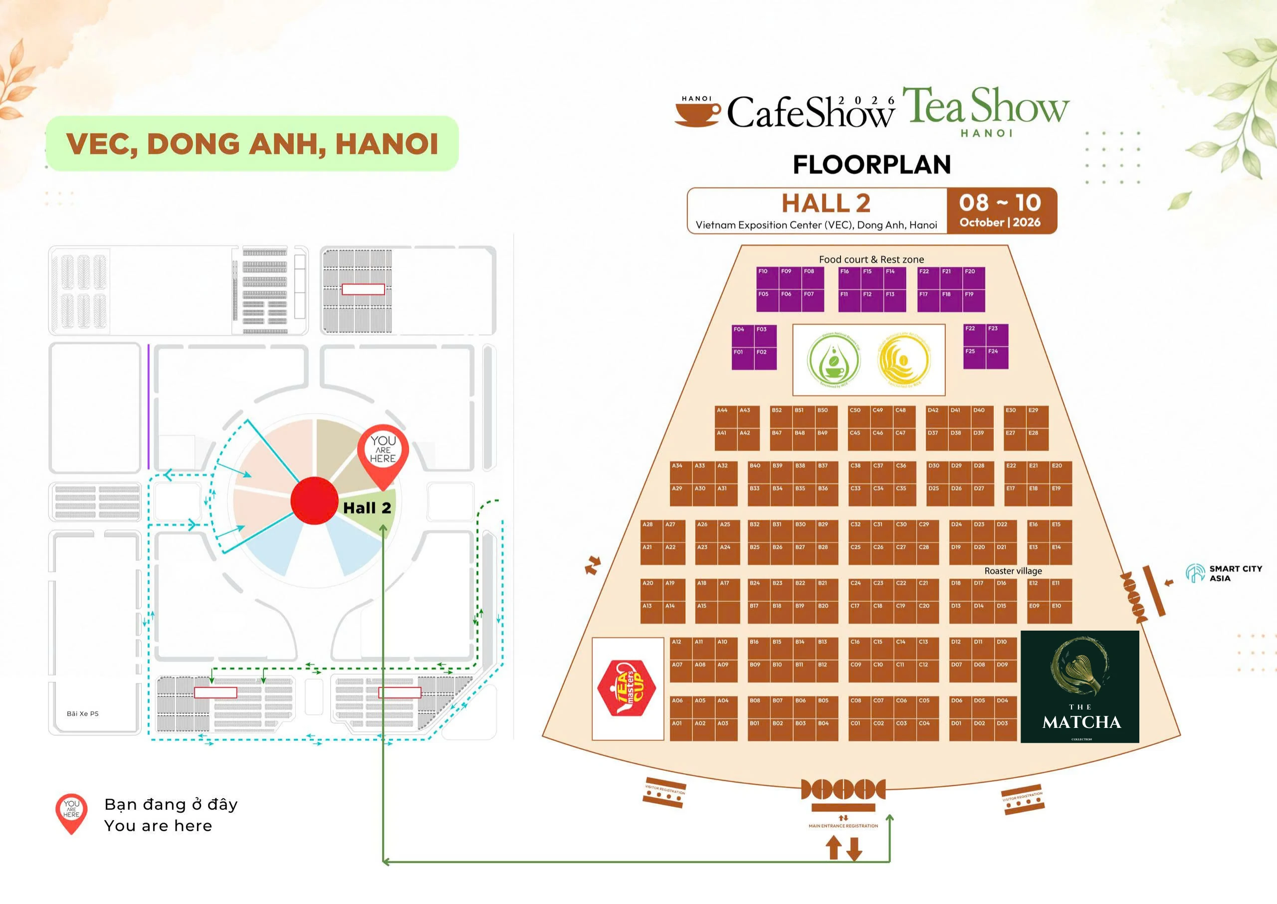 Sơ đồ Hall 2 — CafeShow Hanoi 2026, vị trí gian hàng The Matcha Collection